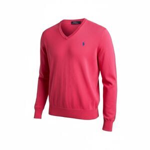 Polo Ralph Lauren Sweater Mens S Red Pima Cotton Long Sleeve VNeck Pullover Pony